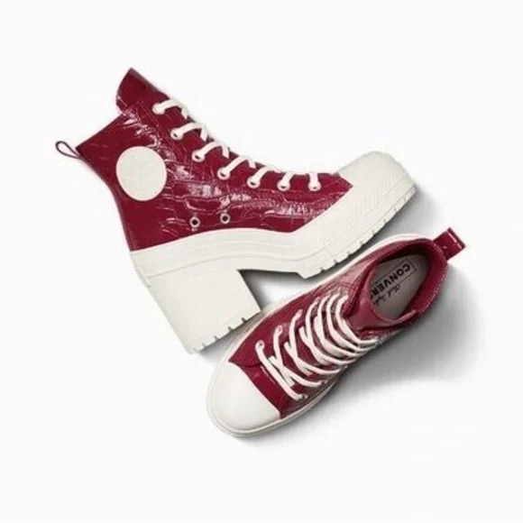 NEW Converse Chuck 70 De Luxe Leather Platform Heel Embossed Crocodile Hightop’s - Picture 3 of 7